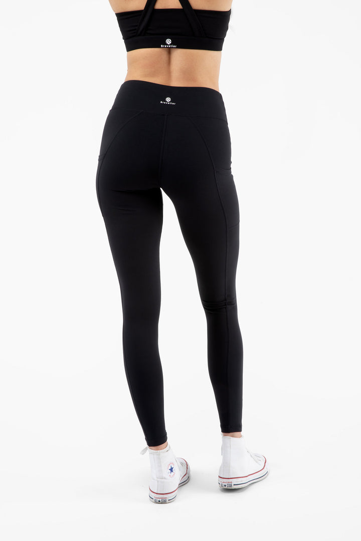 Crossover Leggings, Squat-Proof, 4-Way Stretch, Moisture-Wicking, Black