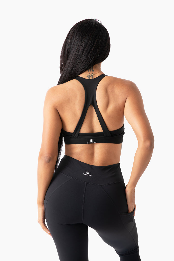 Rize Elite Racerback Sports Bra, Medium Support, Removable Pads, Moisture-Wicking Fabric for Gym, Yoga, & Running