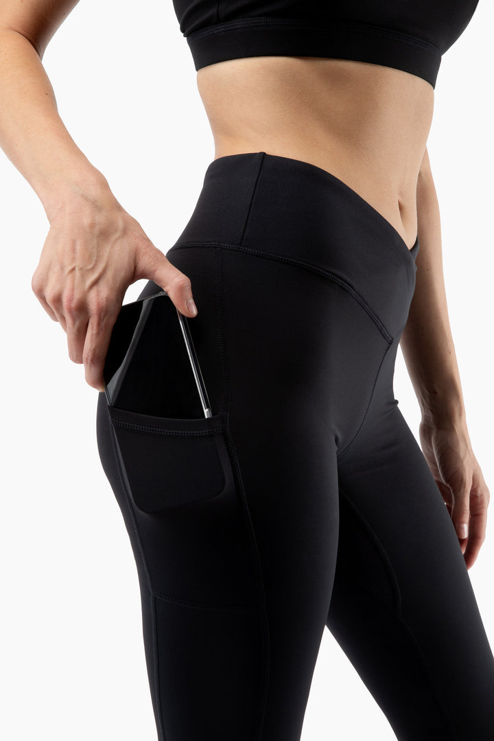 Crossover Leggings, Squat-Proof, 4-Way Stretch, Moisture-Wicking, Black