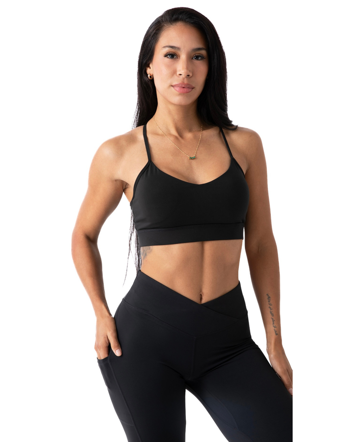 Crossover Yoga Leggings, Squat-Proof, 4-Way Stretch, Moisture-Wicking, Black