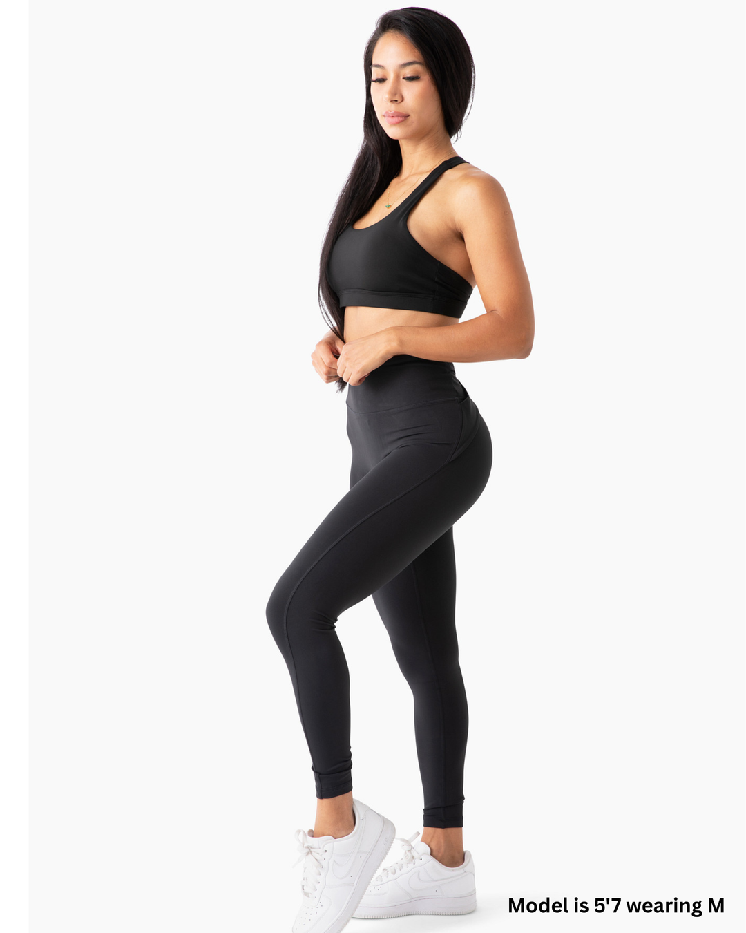 Crossback Yoga Leggings, Squat-Proof, 4-Way Stretch, Moisture-Wicking, Black