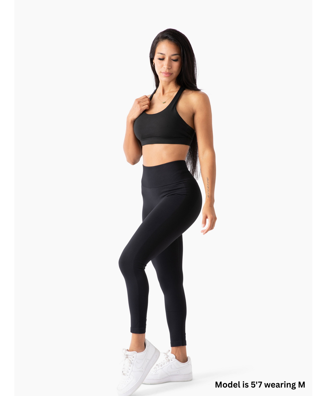 Aura Seamless Yoga Leggings, Squat-Proof, 4-Way Stretch, Moisture-Wicking, Black