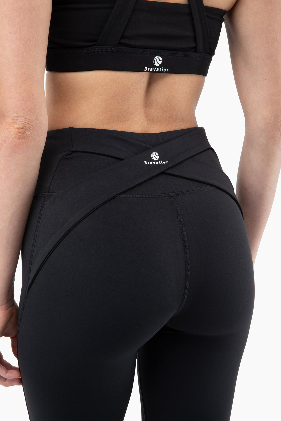 Crossback Leggings, Squat-Proof, 4-Way Stretch, Moisture-Wicking, Black