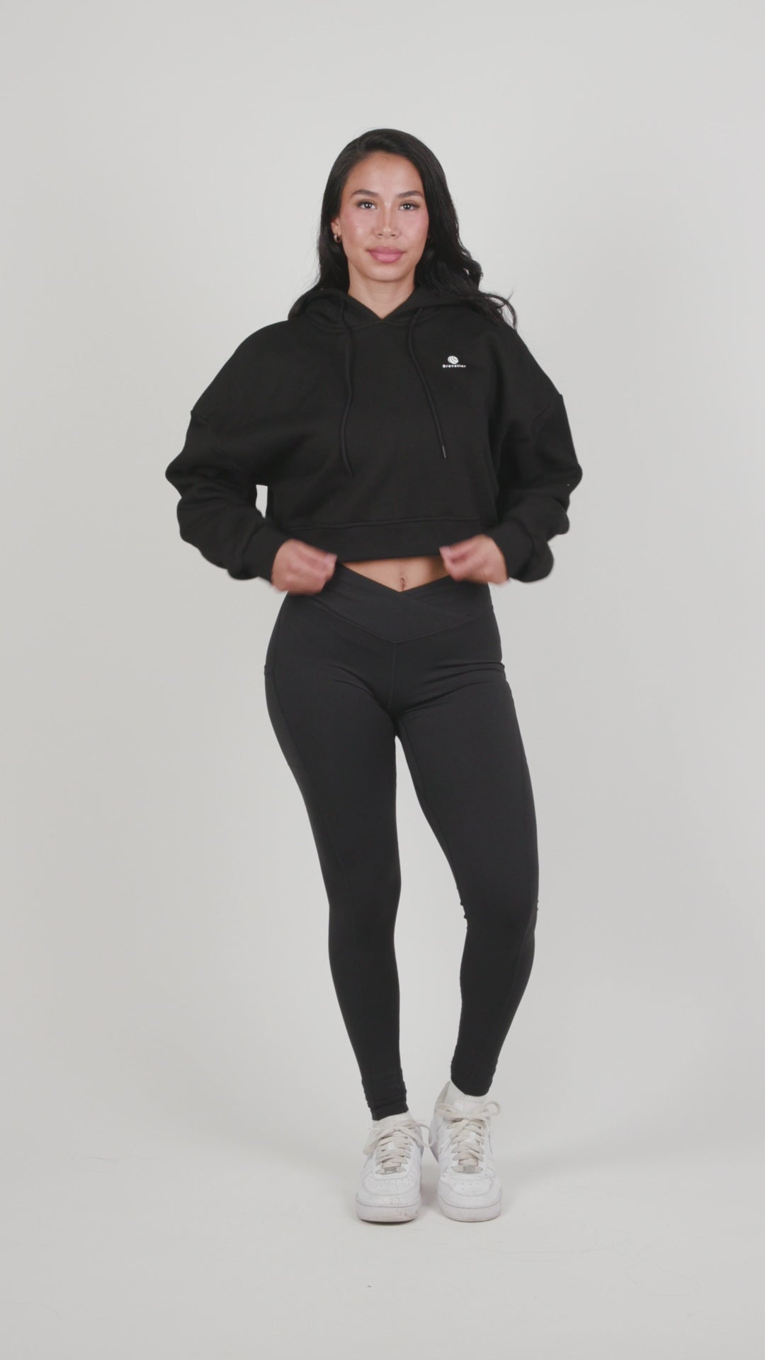 Crossover Yoga Leggings, Squat-Proof, 4-Way Stretch, Moisture-Wicking, Black